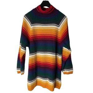 Vintage Nuggets rainbow striped sweater mock neck women's size large